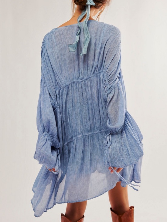 Free People Juliet Duster Faded Denim Blue NWT - Picture 3 of 3